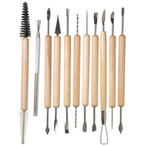 Kit de herramientas para esculpir arcilla con mango de madera de 11 piezas